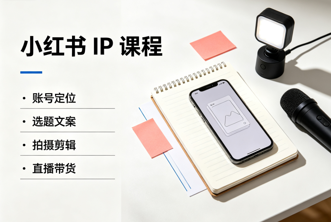 小红书IP课程：账号定位选题文案，拍摄剪辑直播带货课程