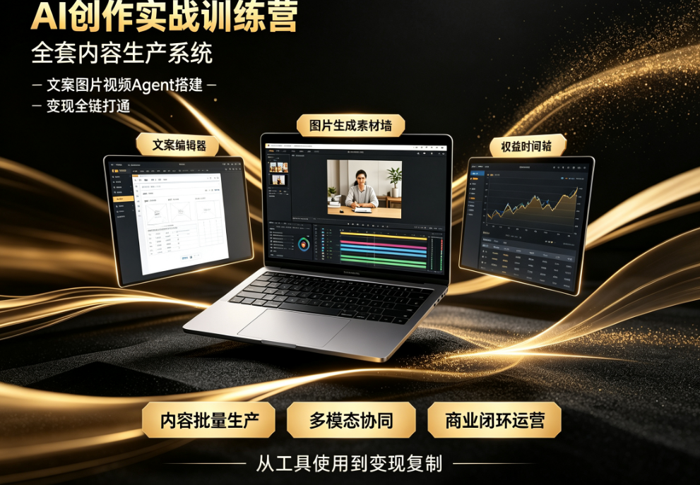 AI创作实战训练营：全套内容生产系统，文案图片视频Agent搭建变现全链