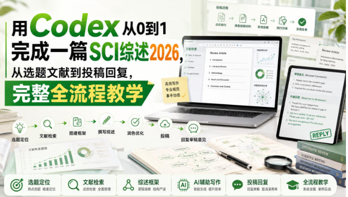 用Codex从0到1完成一篇SCI综述2026，从选题文献到投稿回复，完整全流程